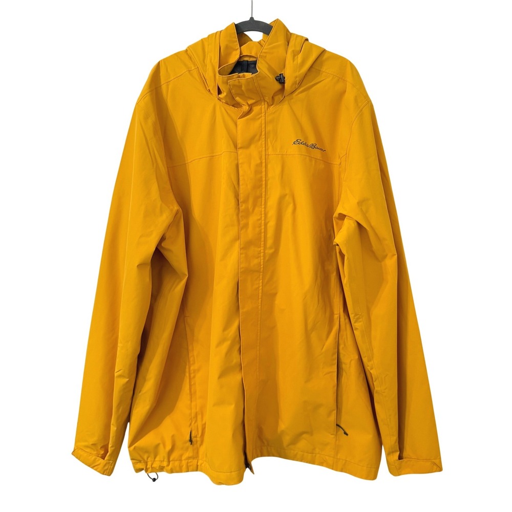 Eddie Bauer WeatherEdge Rain Jacket Mens 3XLT Yellow Hooded Waterproof Shell
